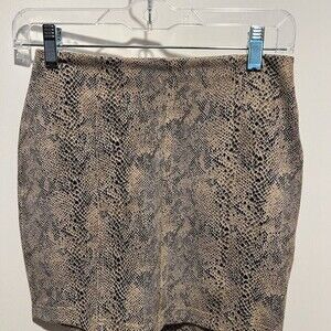 Women's Wild Honey Skirt NWOT Tan Black Snakeskin Size S Boutique Festival Mini